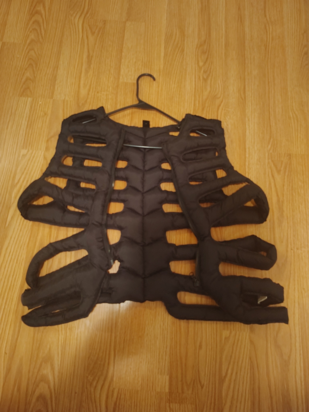 Black Quilted Cutout Vest for Men